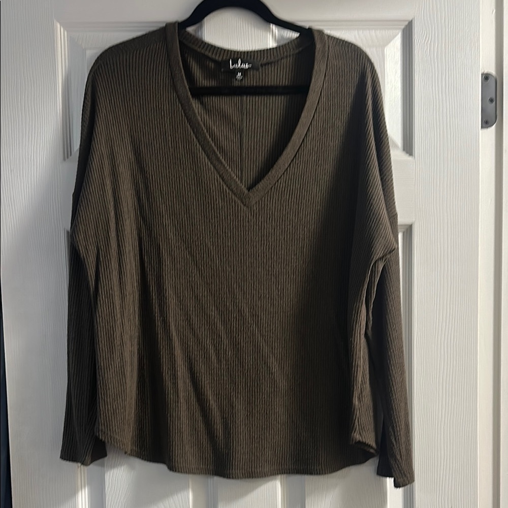 Lulu's Green Relaxed Long Sleeve Hoodie